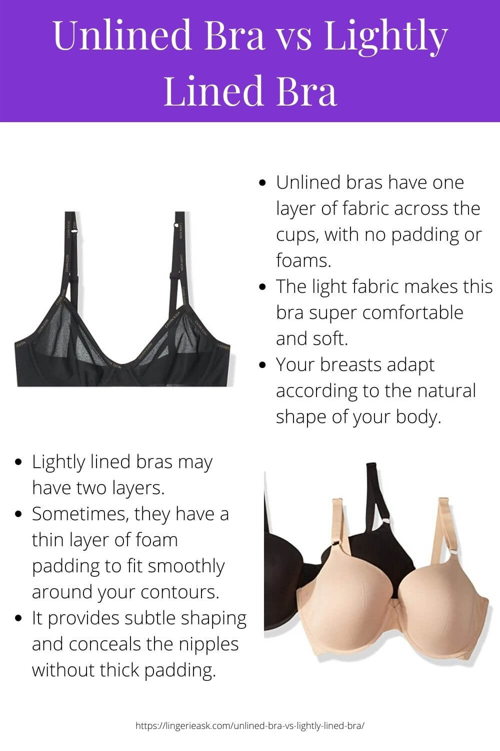 Unlined Bra vs Lightly Lined Bra