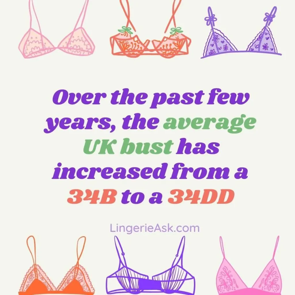Over the past few years the average UK bust has increased from a 34B to a 34DD
