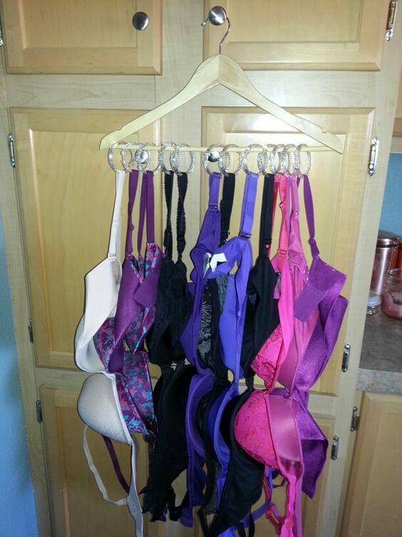 Shower Curtain Rings Bra Storage Ideas